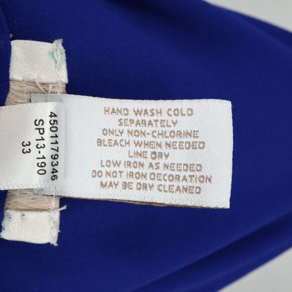 Chicos Top Womens Small Medium Blue Beaded Blouse Chiffon Lined Batwing Sleeves - Picture 13 of 13